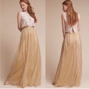 Jenny Yoo Gold Tulle Maxi Skirt